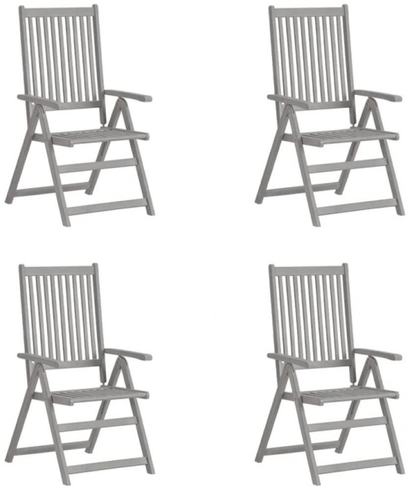 Verstellbare Gartenstühle 4 Stk. Grau Massivholz Akazie Bild 1
