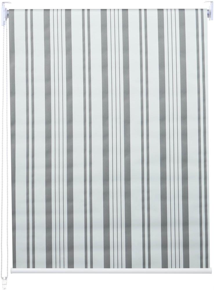 Rollo HWC-D52, Fensterrollo Seitenzugrollo Jalousie, 80x160cm Sonnenschutz Verdunkelung blickdicht ~ grau/weiß Bild 1