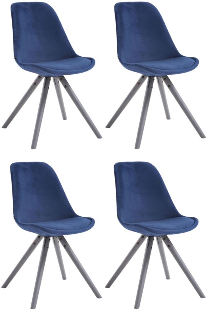 4er Set Stühle Toulouse Samt Rund grau blau Bild 1