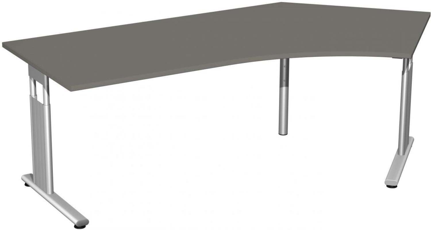 Schreibtisch 135° 'C Fuß Flex' rechts, höhenverstellbar, 216x113cm, Graphit / Silber Bild 1