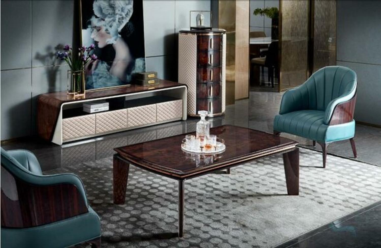 Sessel Turkis Leder Luxus Sofa Wohnzimmer Modern Design Möbel Lounge Club Neu Bild 1