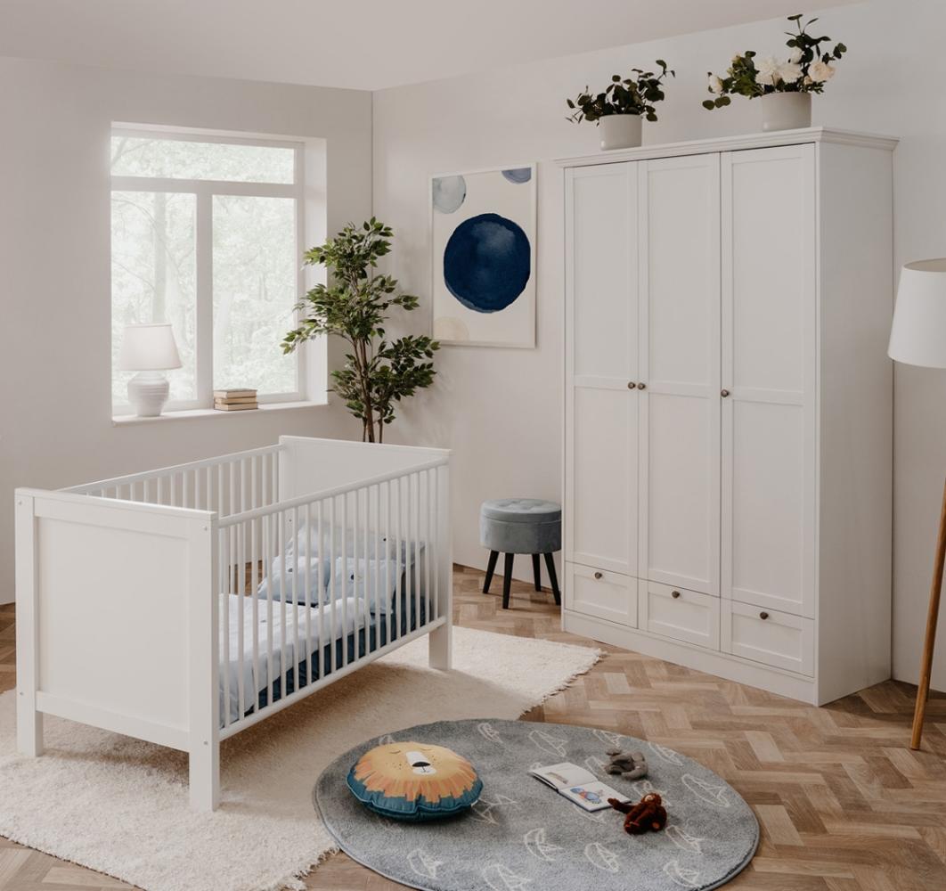 Babyzimmer Landström 182 weiß 2-teilig 70x140cm Babybett Kleiderschrank Bild 1
