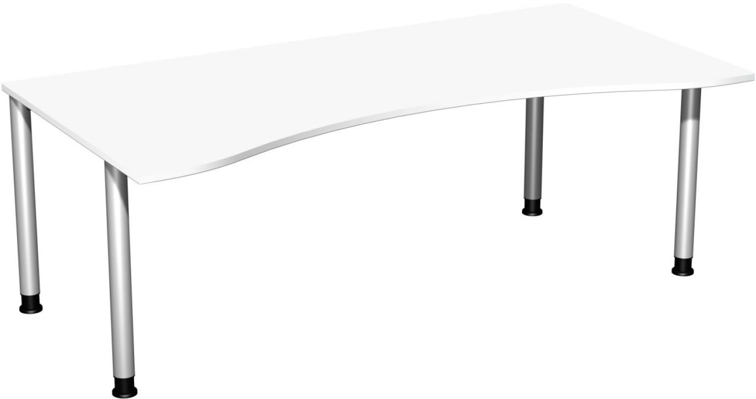 Schreibtisch '4 Fuß Flex' höhenverstellbar, 200x100cm, Weiß / Silber Bild 1
