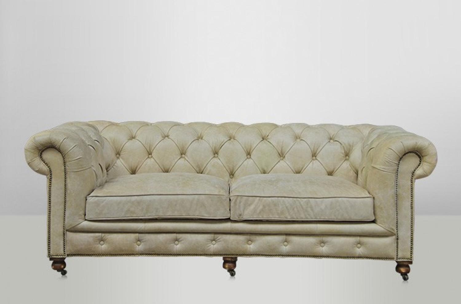 Chesterfield Luxus Echt Leder Sofa 2. 5 Seater Vintage Leder von Casa Padrino Galata Sawia Bild 1