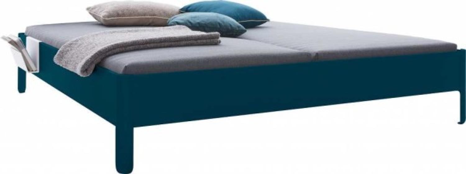 NAIT Doppelbett farbig lackiert Sattblau 200 x 210cm Ohne Kopfteil Bild 1