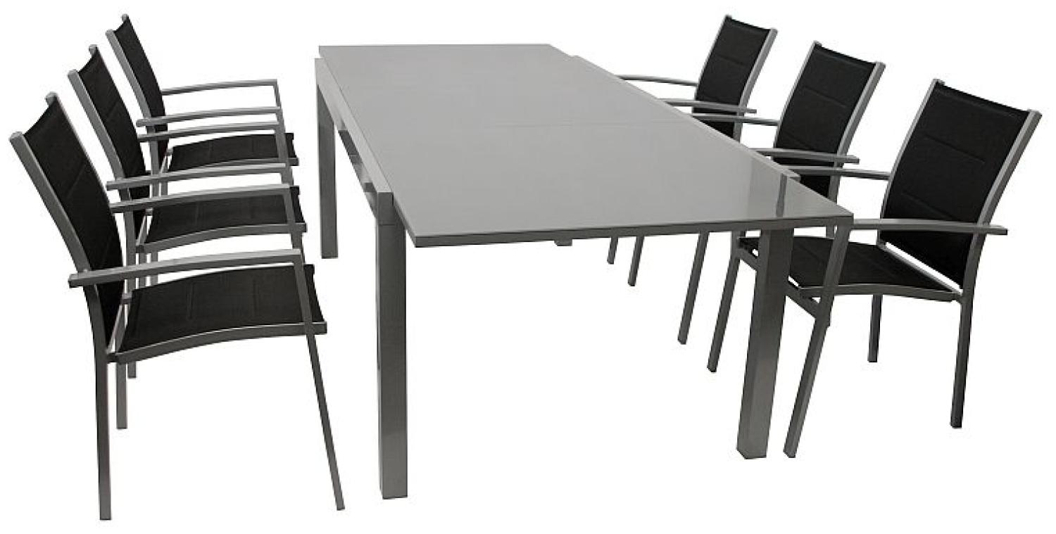 Sitzgruppe Gartengarnitur Tisch Stuhl 7-teilig Alu/Textil schwarz Bild 1
