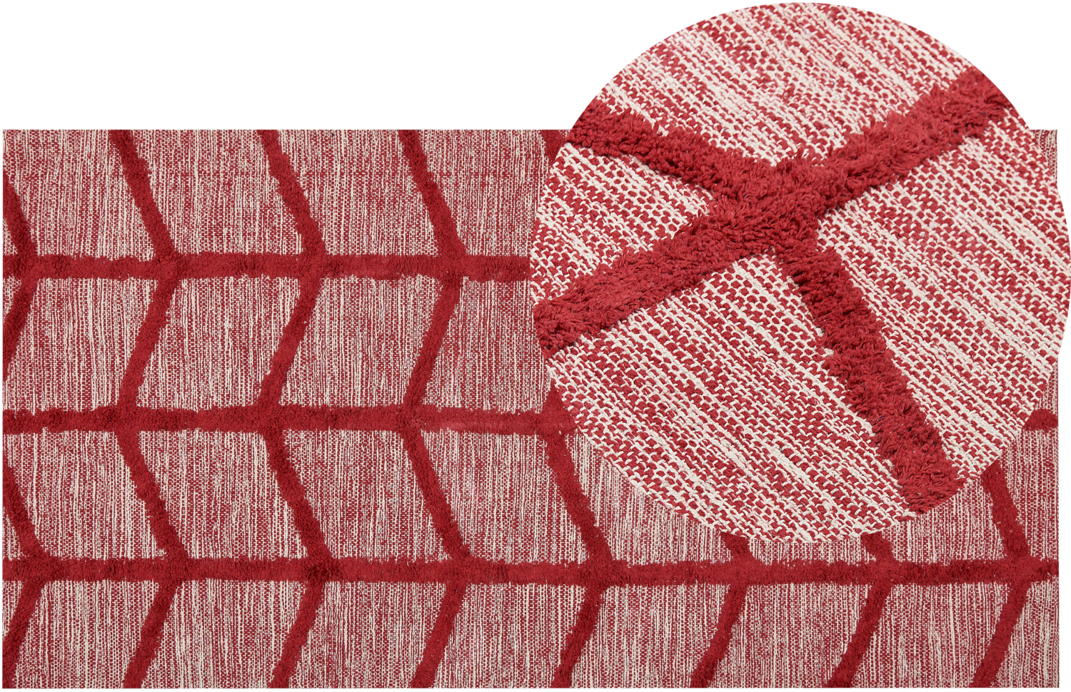 Teppich Baumwolle rot 80 x 150 cm geometrisches Muster SIVAS Bild 1