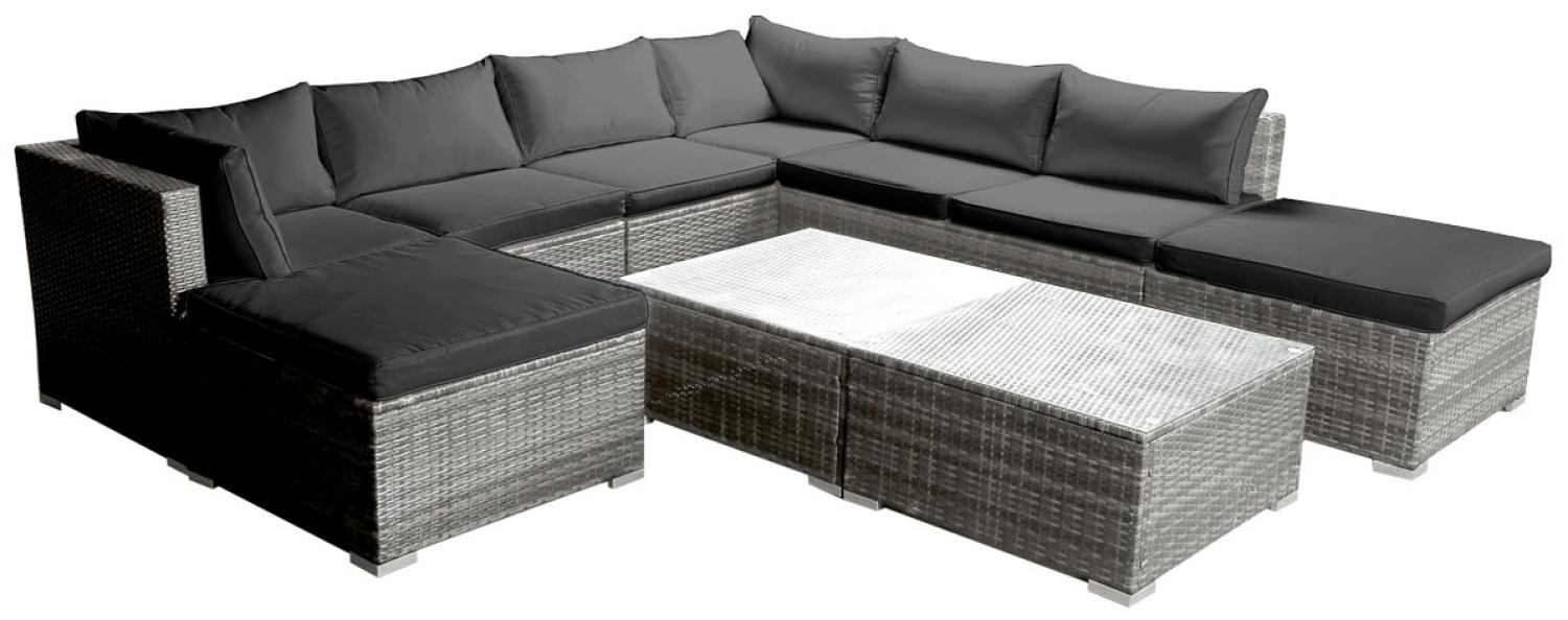 BRAST Gartenmöbel Lounge Sofa Couch Set Wellness Grau Poly-Rattan für 7 Personen Bild 1