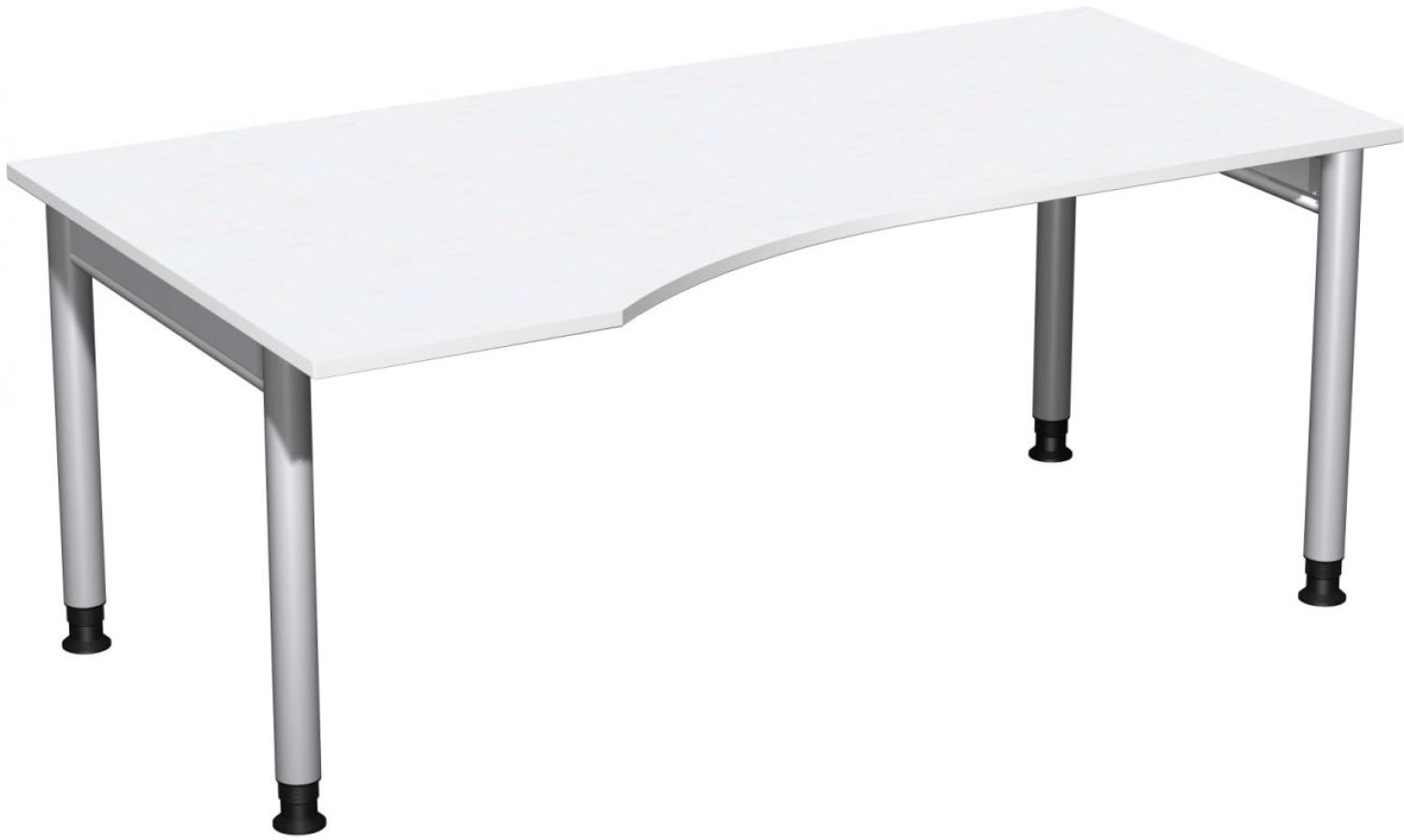 PC-Schreibtisch '4 Fuß Pro' links, höhenverstellbar, 180x100cm, Weiß / Silber Bild 1