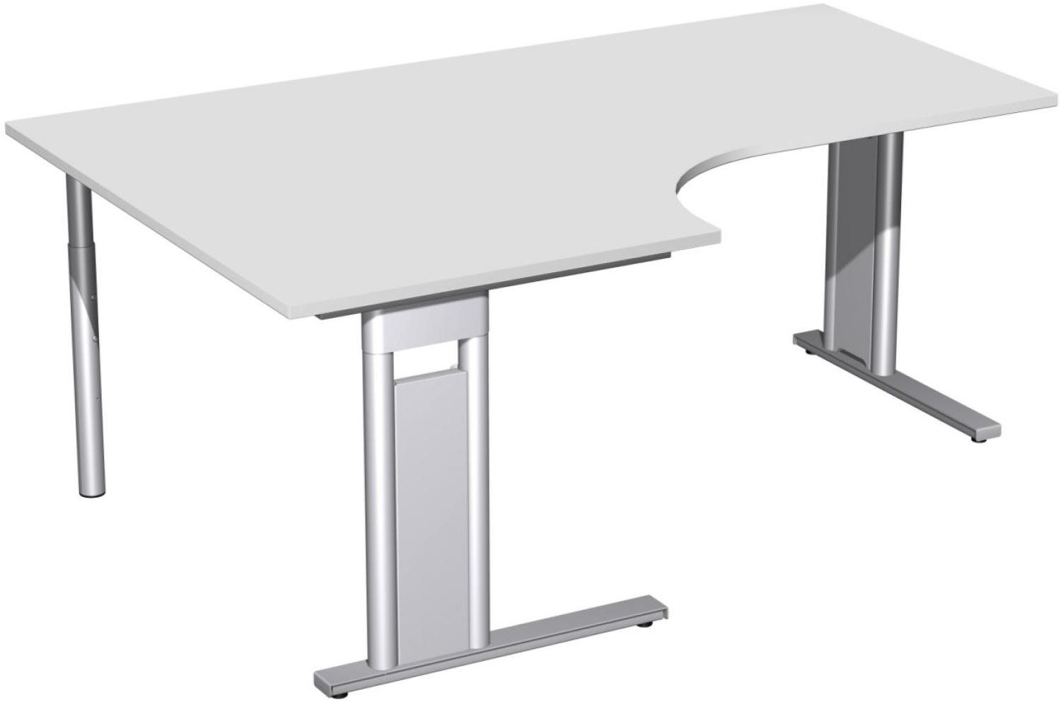 PC-Schreibtisch 'C Fuß Pro' links, feste Höhe 180x120x72cm, Lichtgrau / Silber Bild 1