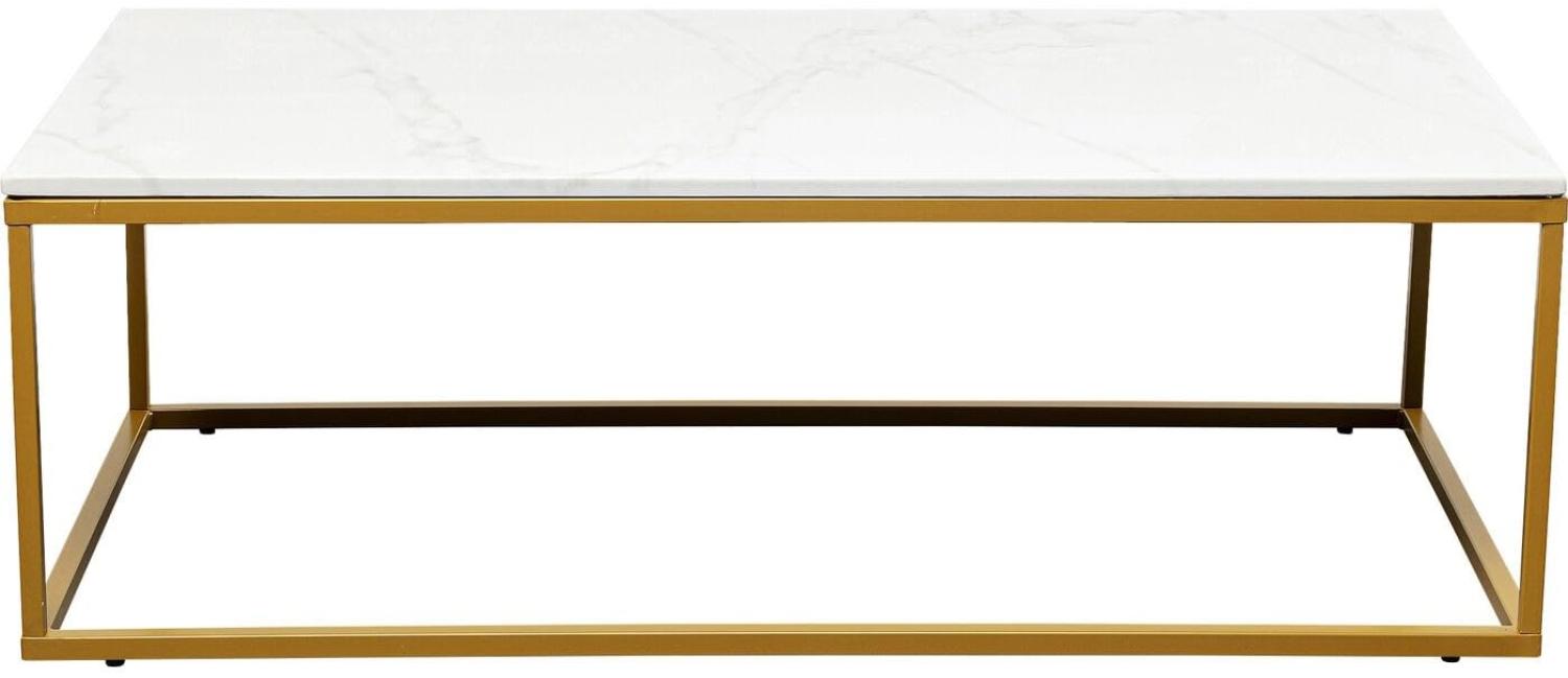 Kare Design Couchtisch Key West Marble 120x60cm, Weiß Goldener Couchtisch, Couchtisch edel, Couchtisch Marmor, (H/B/T) 40x120x60cm Bild 1