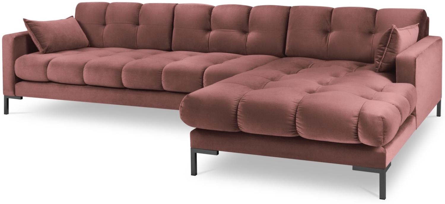 Micadoni 5-Sitzer Samtstoff Ecke rechts Sofa Mamaia | Bezug Pink | Beinfarbe Black Metal Bild 1