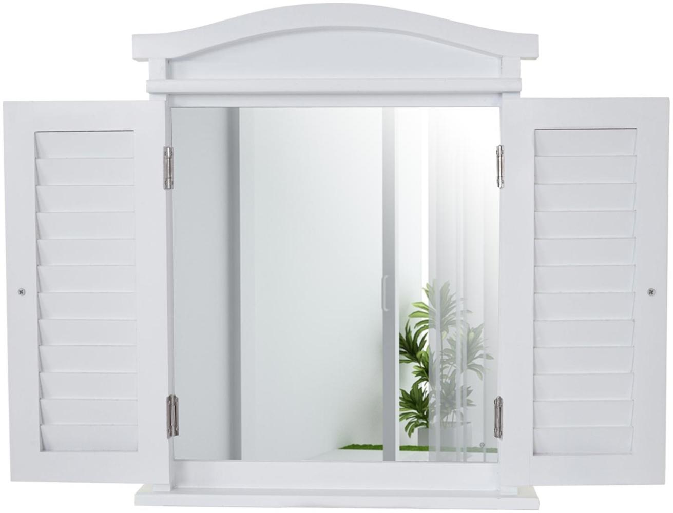 Wandspiegel Spiegelfenster mit Fensterläden 53x42x5cm ~ weiß lackiert Bild 1