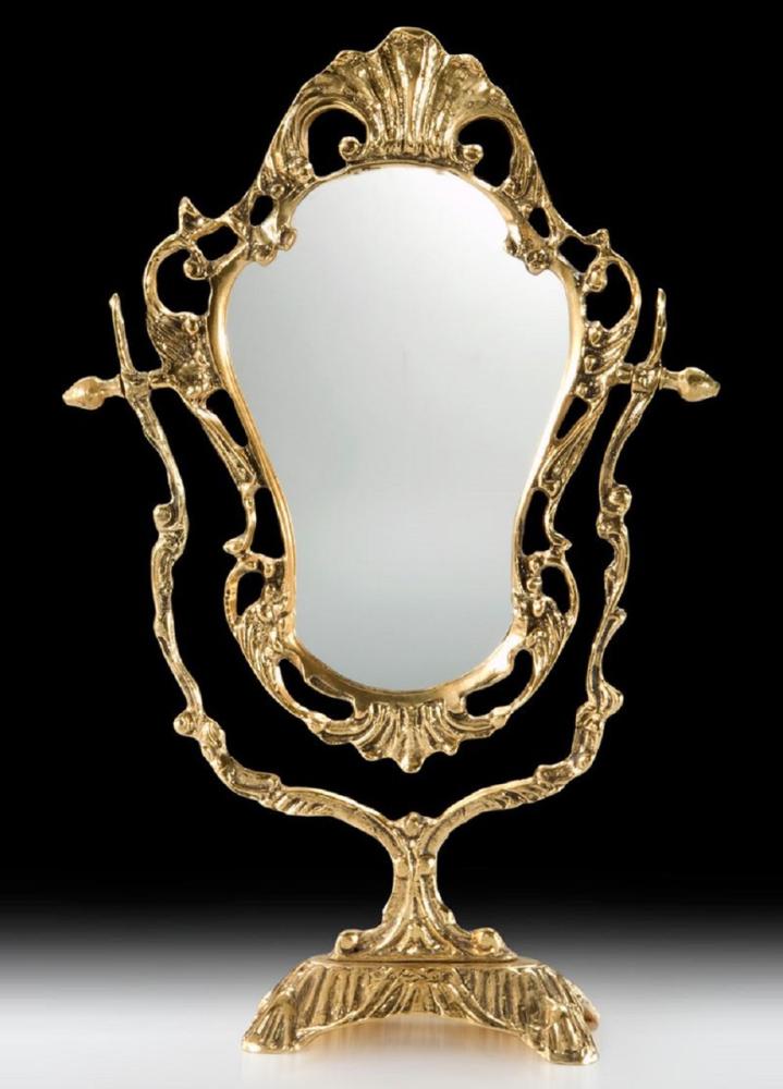 Casa Padrino Luxus Barock Schminkspiegel Gold 28 x H. 45 cm - Handgefertigter Barockstil Bronze Tischspiegel - Kosmetikspiegel - Barock Deko Accessoires - Edel & Prunkvoll Bild 1