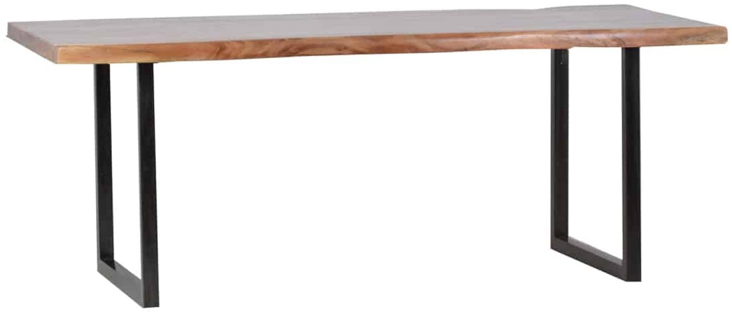 MiaMöbel Esstisch 'Vanaja' 160x90 cm, Teak/Antikschwarz Massivholz, Metall Teak Modern Indien Indisch Bild 1