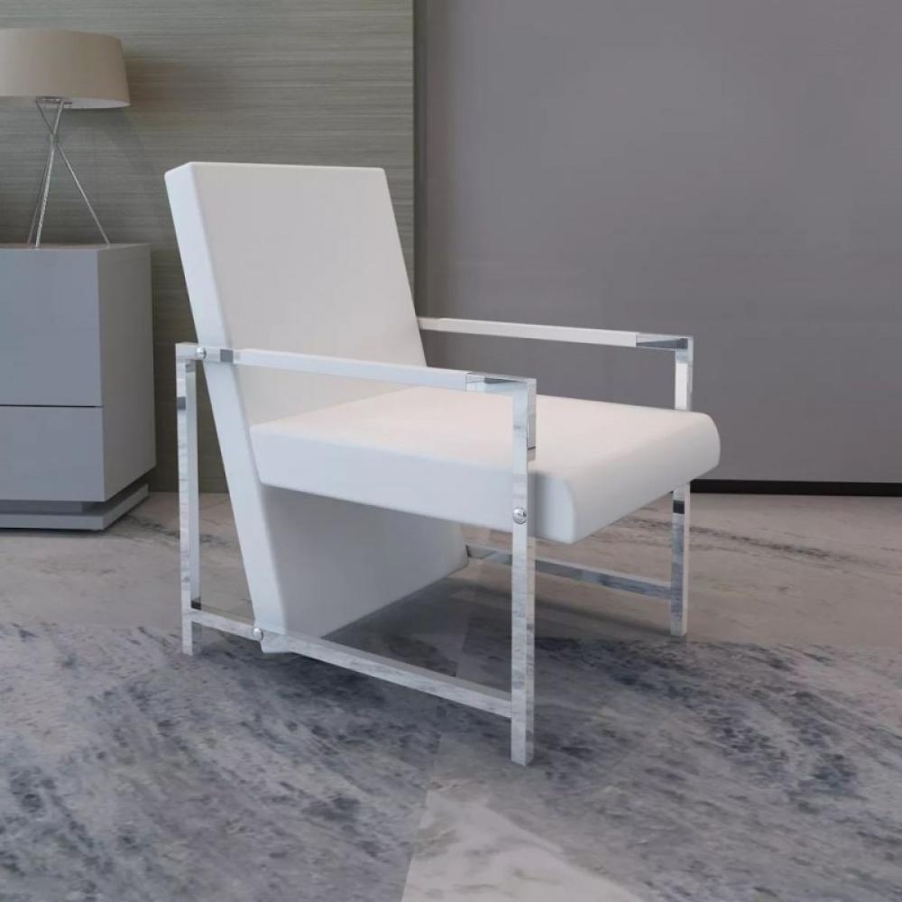 vidaXL Sessel mit verchromten Füßen Weiß Kunstleder Bild 1