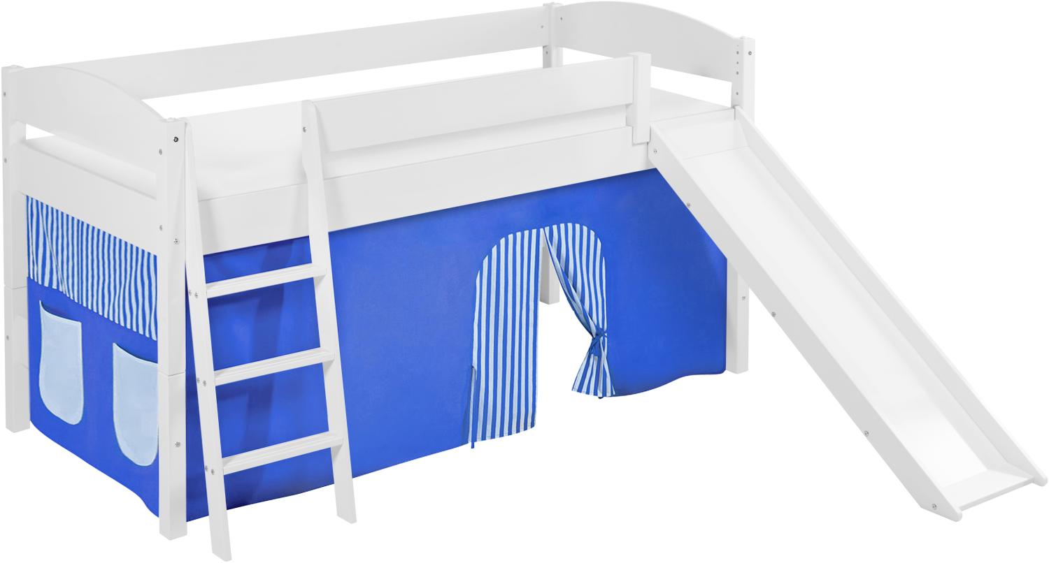 Lilokids 'Ida 4105' Spielbett 90 x 200 cm, Blau, Kiefer massiv, mit Rutsche und Vorhang Bild 1