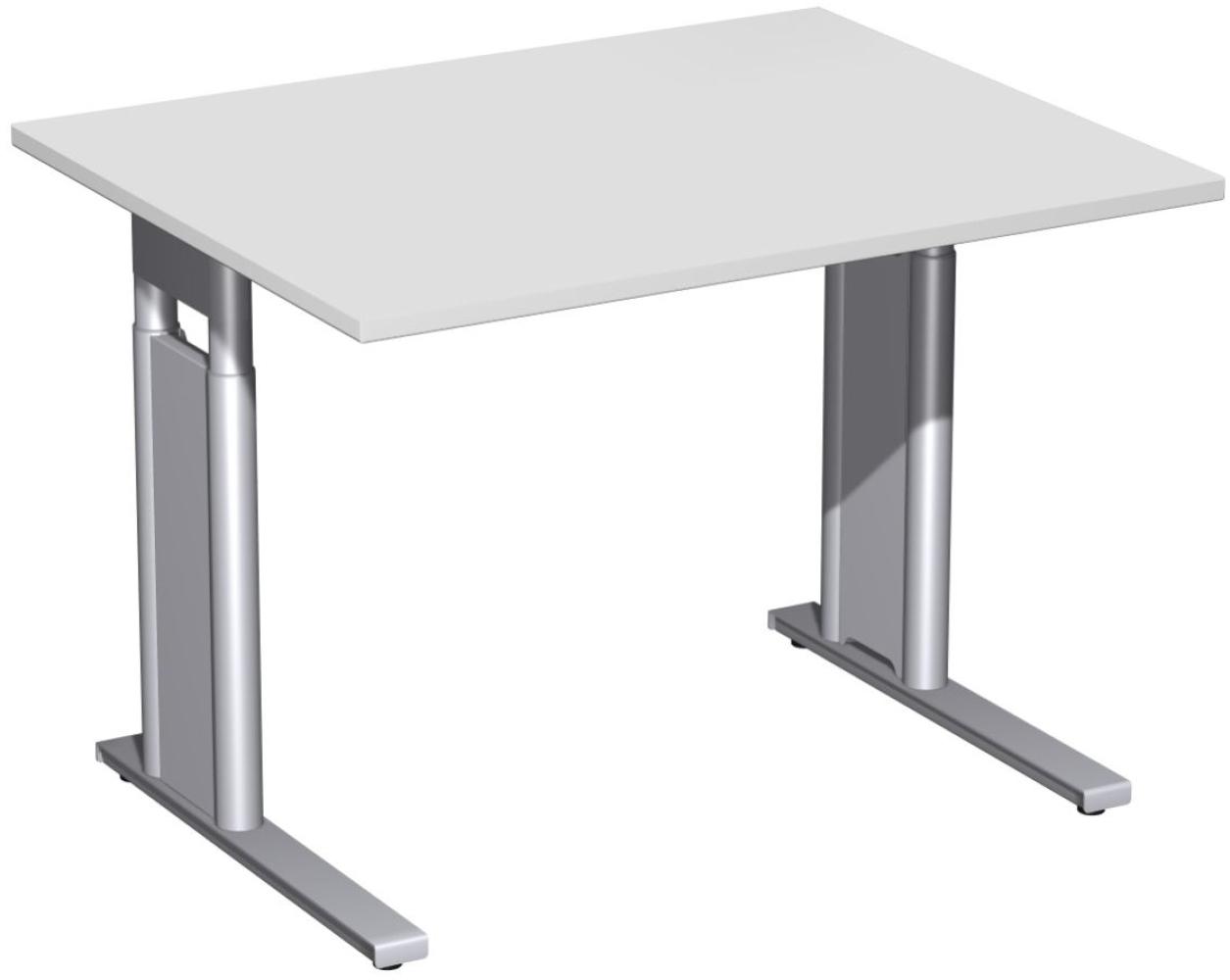 Schreibtisch 'C Fuß Pro' höhenverstellbar, 100x80cm, Lichtgrau / Silber Bild 1