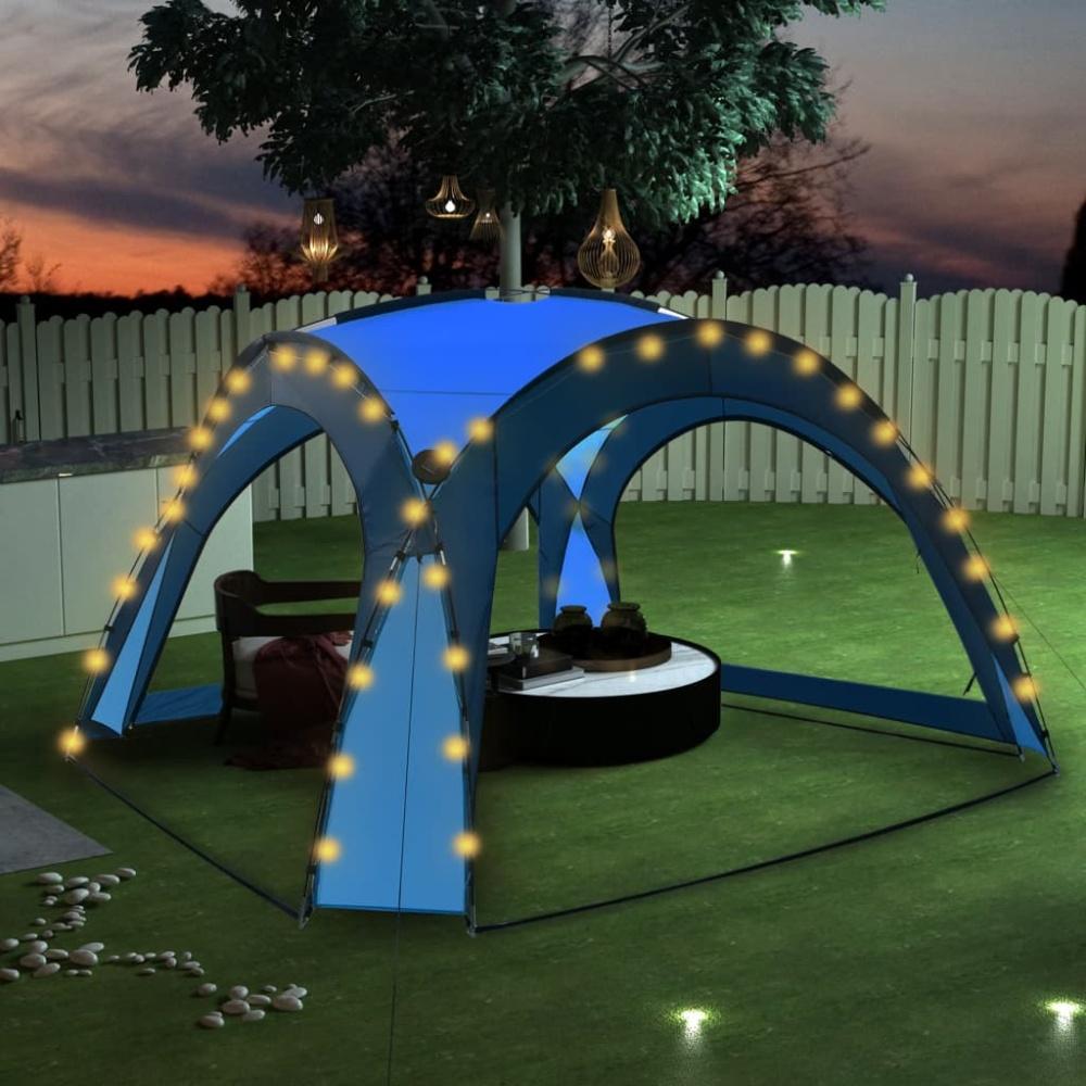 Partyzelt mit LED und 4 Seitenwänden 3,6 x 3,6 x 2,3 m Blau Bild 1