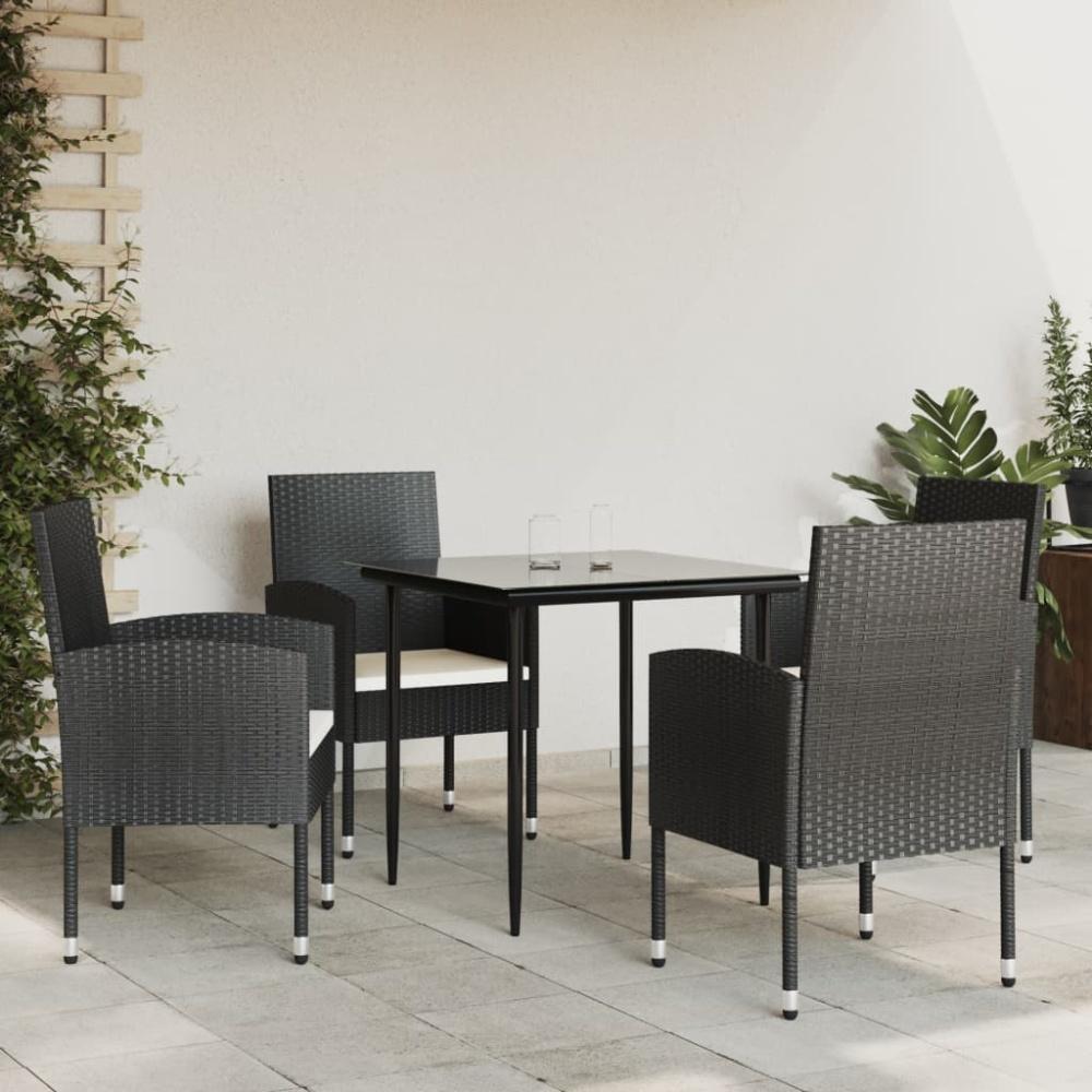 vidaXL 5-tlg. Garten-Essgruppe Schwarz Poly Rattan und Stahl Bild 1