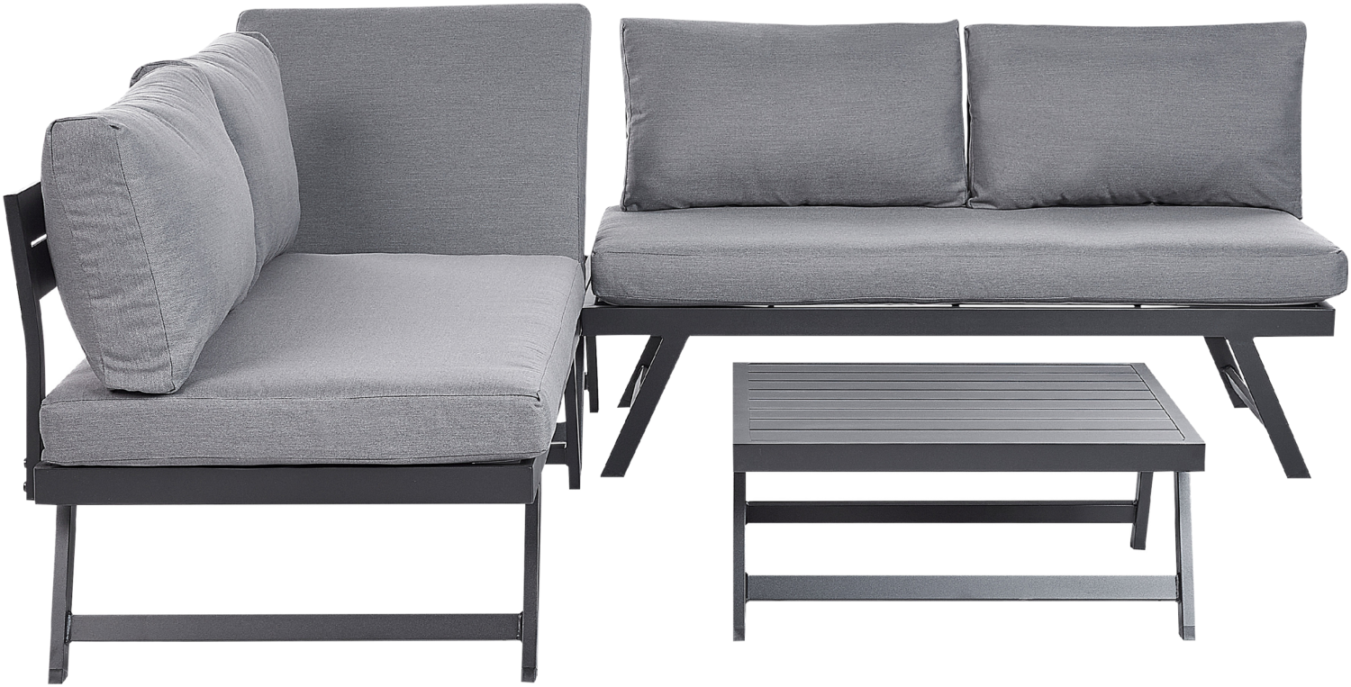 Lounge Set Aluminium schwarz 5-Sitzer modular Auflagen dunkelgrau COCCORINO Bild 1