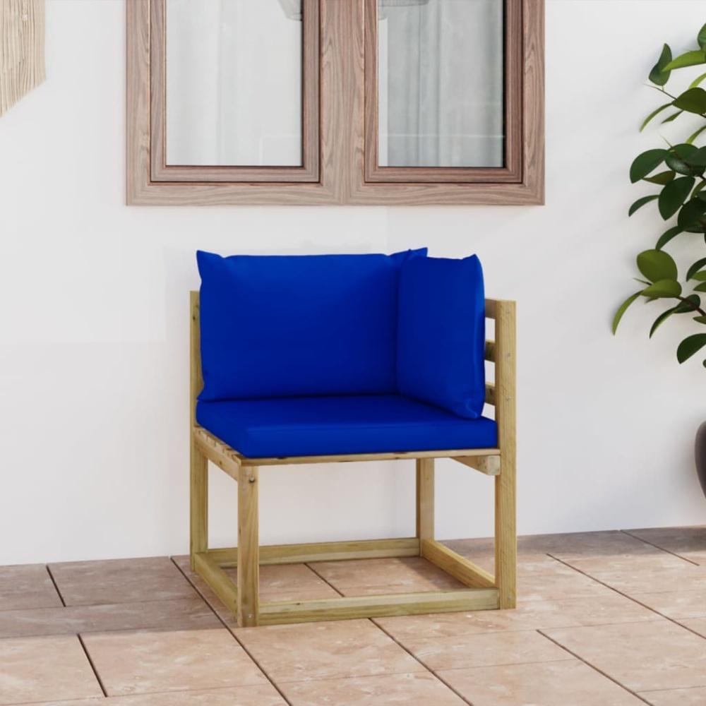 Garten-Sofa mit Kissen Imprägniertes Kiefernholz Ecksofa Blau Bild 1