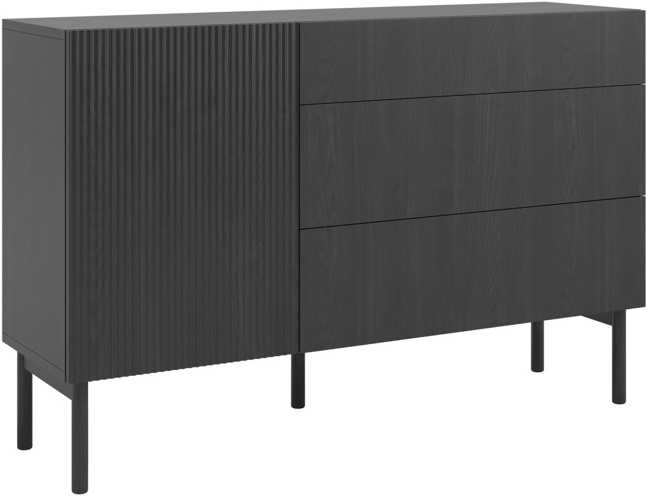 Selsey Nolie - Sideboard mit 3 Schubladen, Holzoptik Esche Schwarz, 140 cm Bild 1