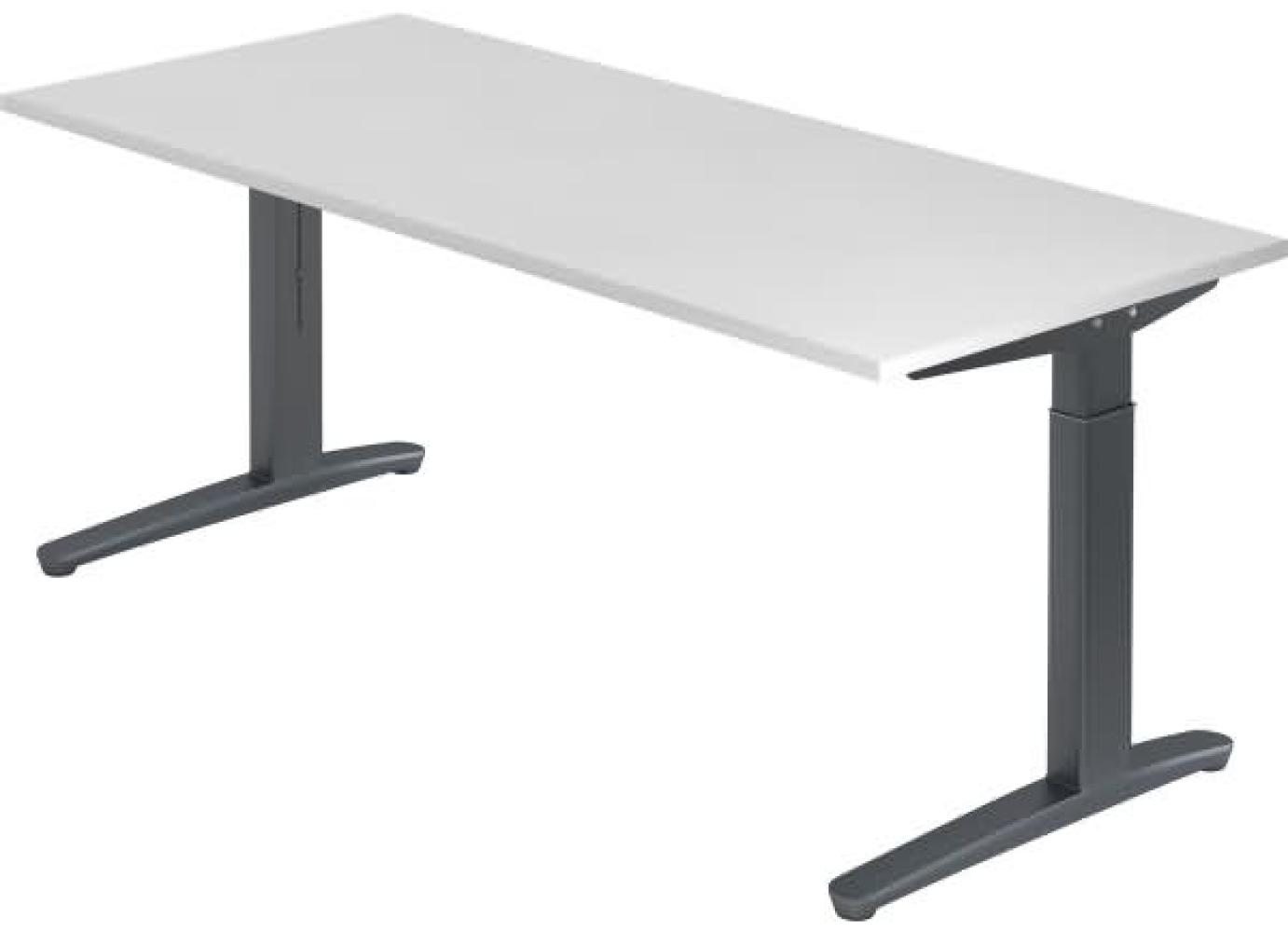 'XB19' Schreibtisch, C-Fuß, 180x80cm, Weiß / Graphit Bild 1