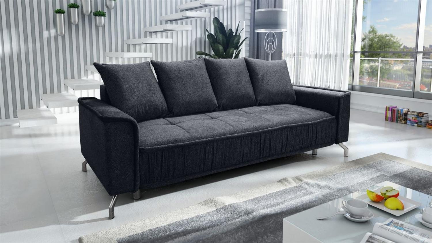 Schlafsofa Sofa 3-Sitzer FLORENCE Stoff Bubble Schwarz Bild 1