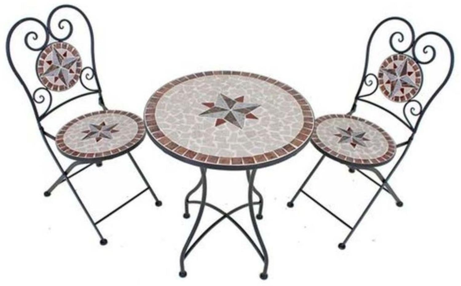 Sitzgruppe, 3-teilig, 1 Tisch, 2 Stühle Mosaik Design Bild 1