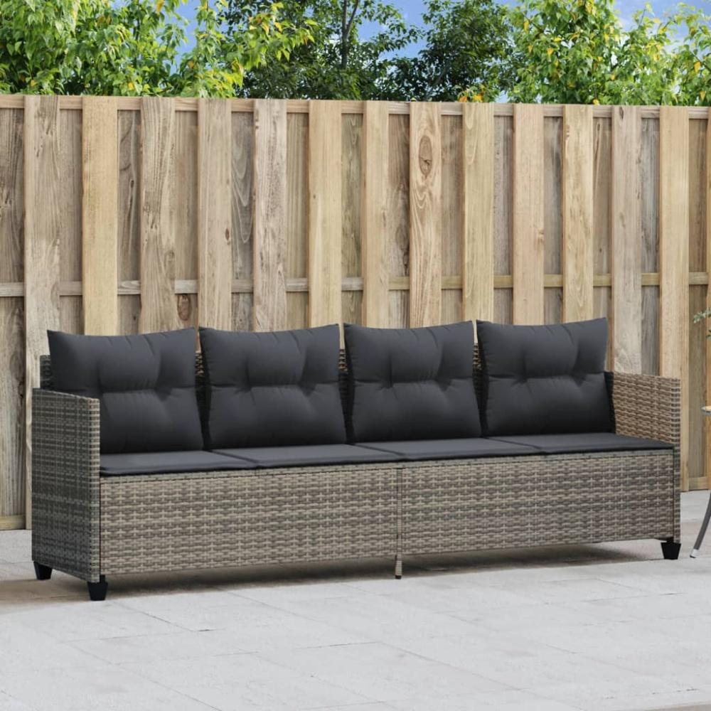 vidaXL Sonnenliege mit Kissen Grau Poly Rattan 368328 Bild 1