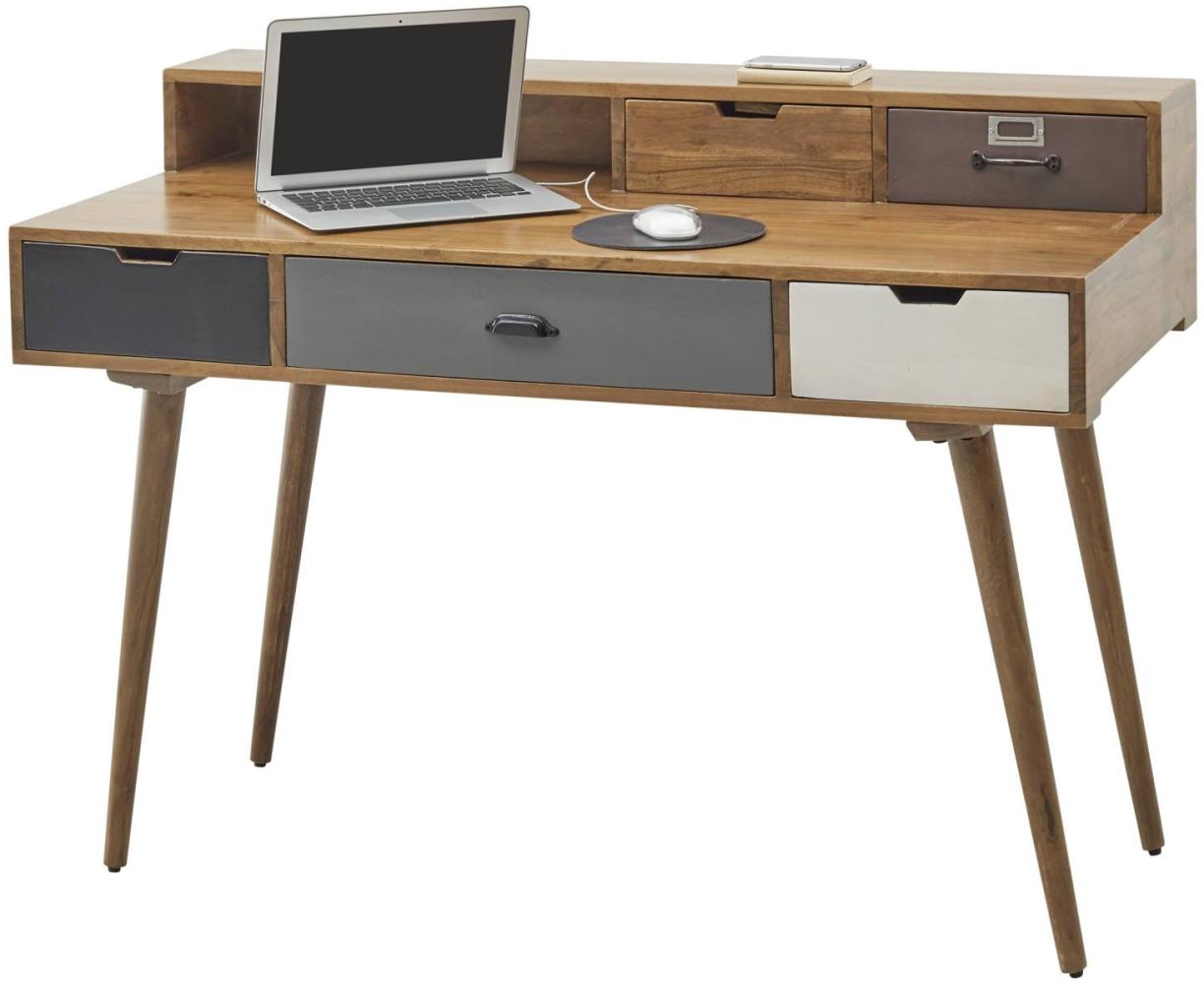 Schreibtisch Sekretär BELLI mit 5 Schubladen Akazie Massivholz Bild 1