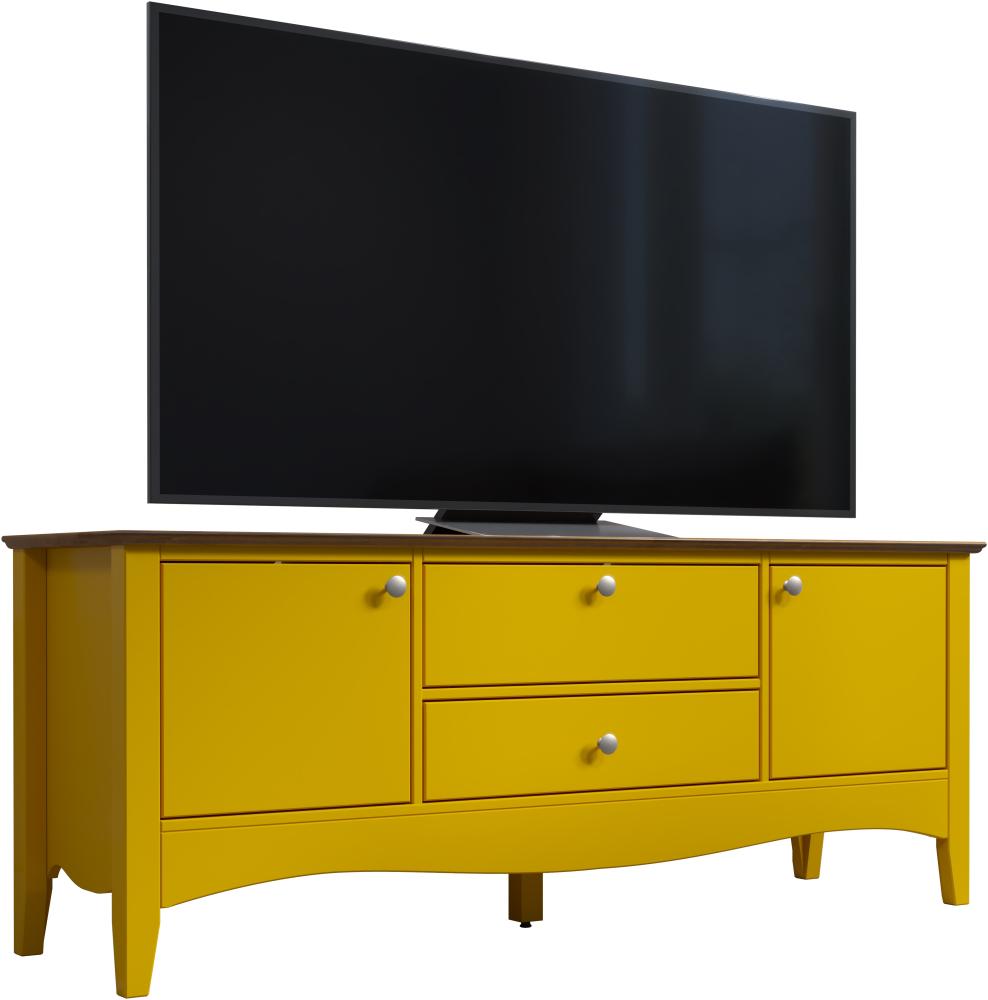 TV-Lowboard Lissabon in gelb Kiefer teilmassiv lackiert Landhaus 140 cm Bild 1