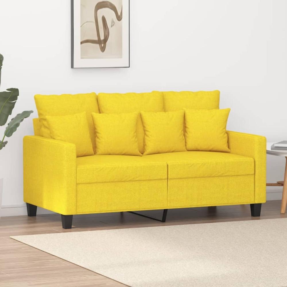 vidaXL 2-Sitzer-Sofa Hellgelb 120 cm Stoff Bild 1