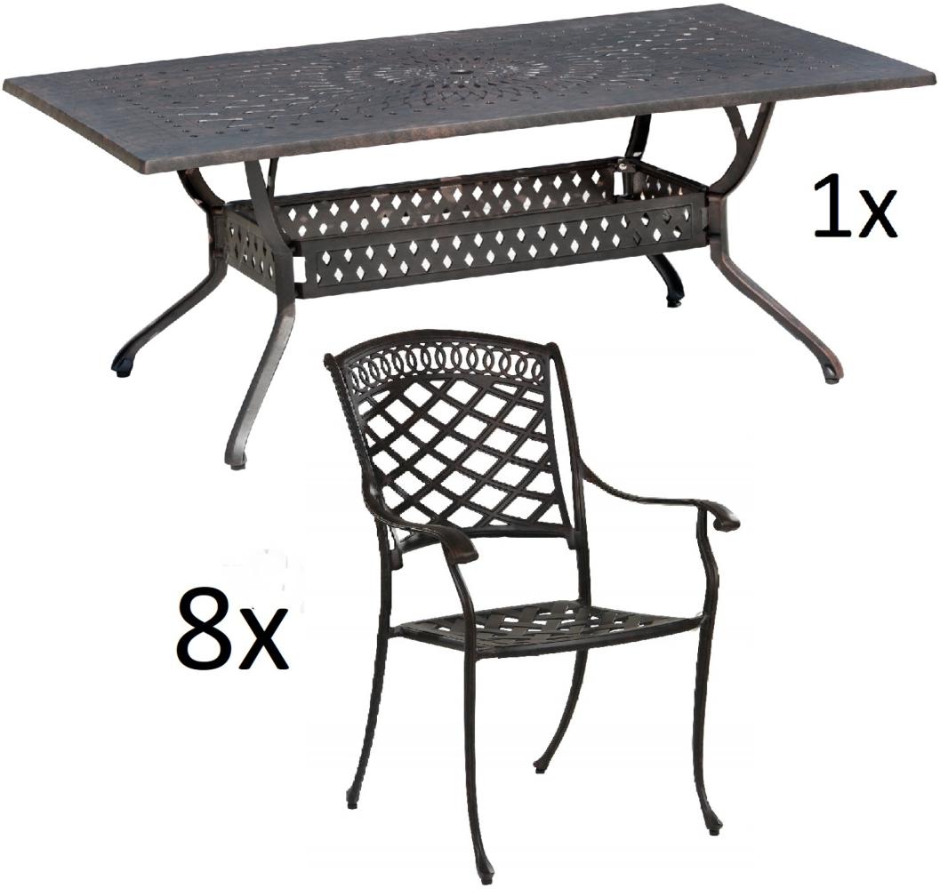 Inko 9-teilige Sitzgruppe Alu-Guss bronze Tisch 215x107x74 cm cm mit 8 Sesseln Tisch 215x107 cm mit 8x Sessel Urban Bild 1