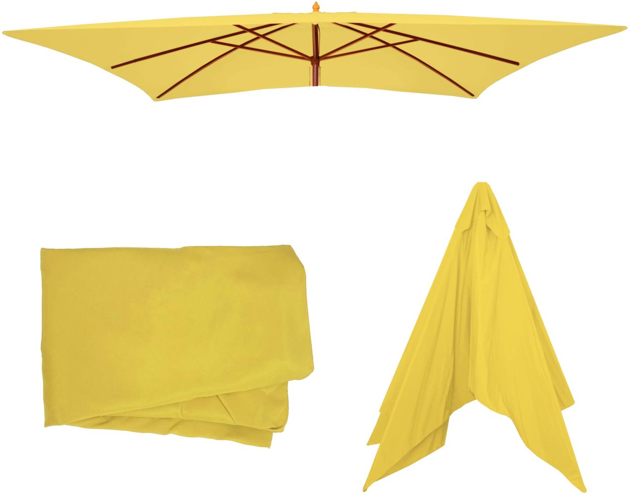Ersatz-Bezug für Sonnenschirm Florida 3x4m, Sonnenschirmbezug Ersatzbezug, Polyester ~ gelb Bild 1