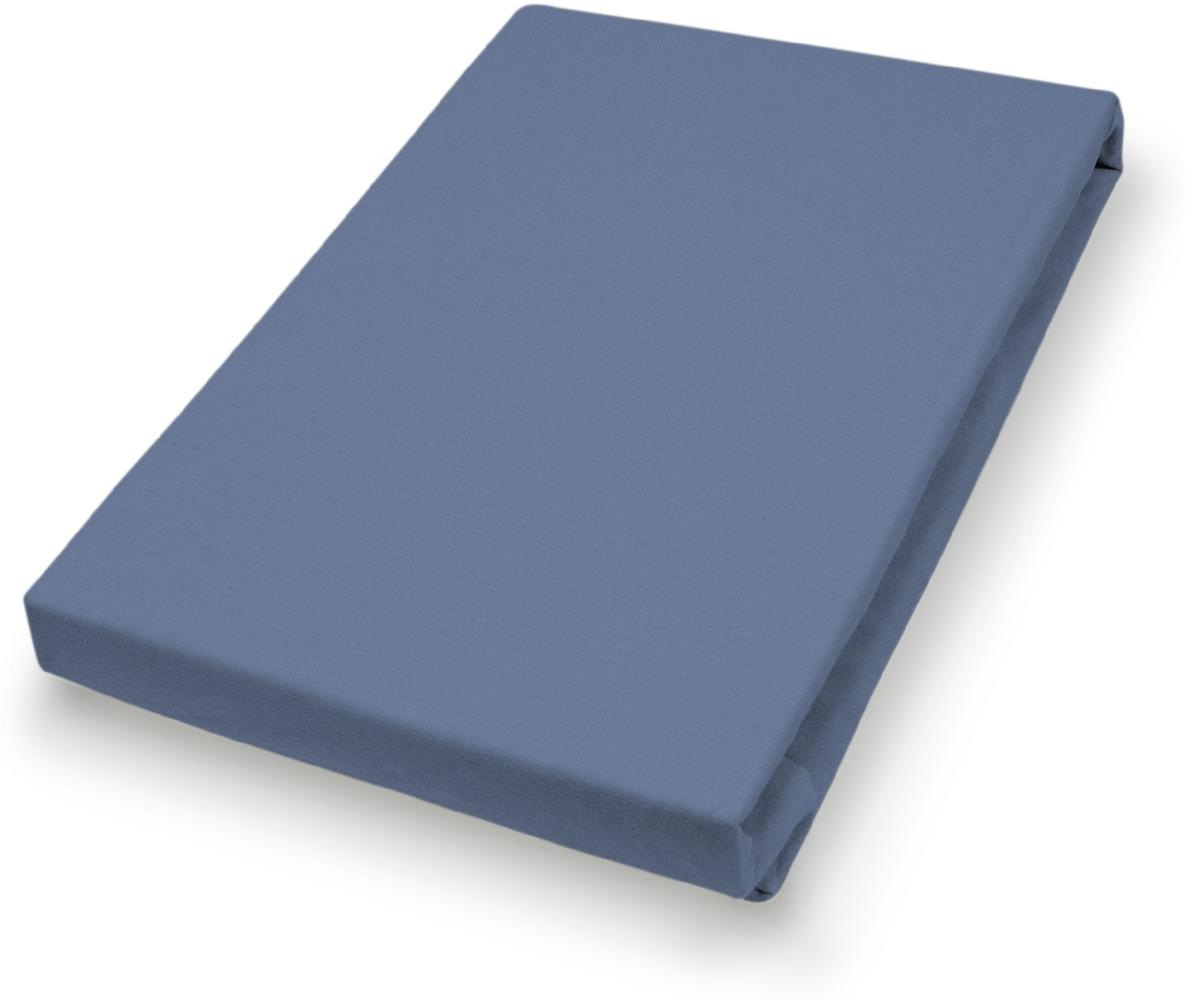 Hahn Haustextilien Jersey-Spannlaken Basic Größe 140-160 x 200 cm Farbe blau Bild 1
