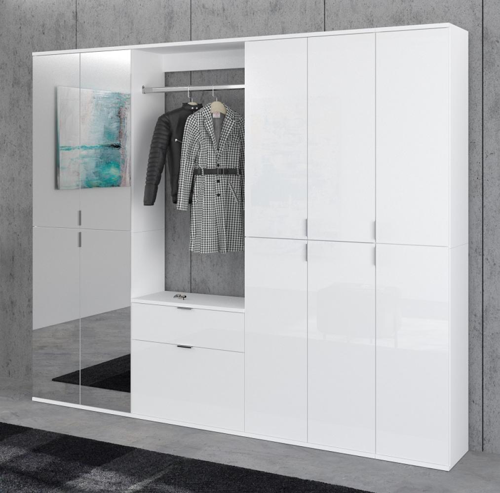 Garderobenschrank mit Spiegel ProjektX in weiß Hochglanz 213 x 193 cm Bild 1