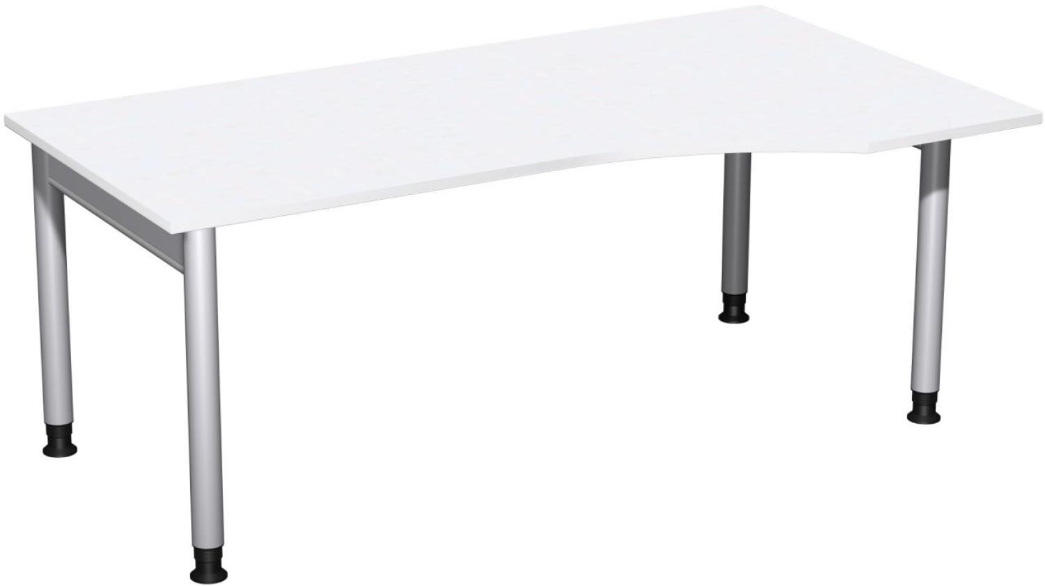 PC-Schreibtisch '4 Fuß Pro' rechts, höhenverstellbar, 180x100cm, Weiß / Silber Bild 1