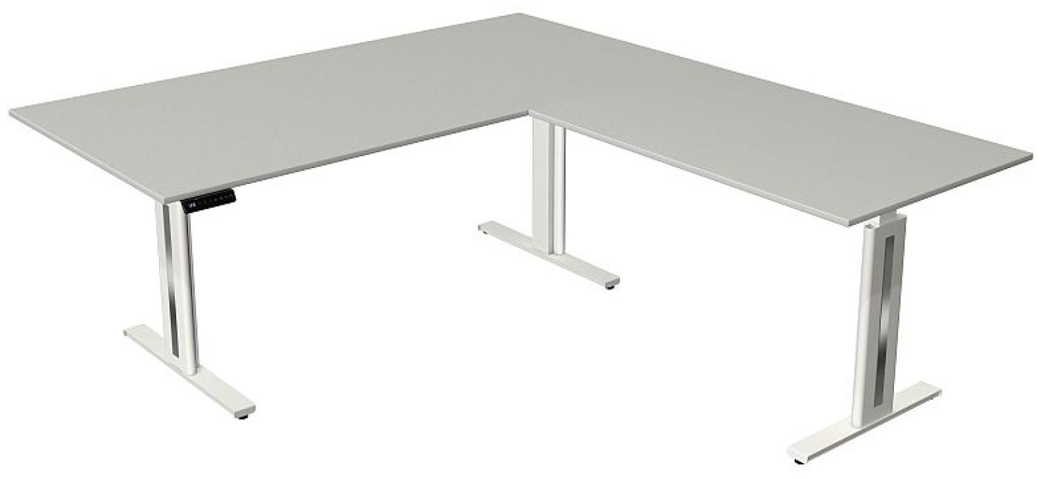 Kerkmann Schreibtisch Steh und Sitztisch MOVE 3 fresh mit Anbau (B) 200 x (T) 100 cm lichtgrau Bild 1