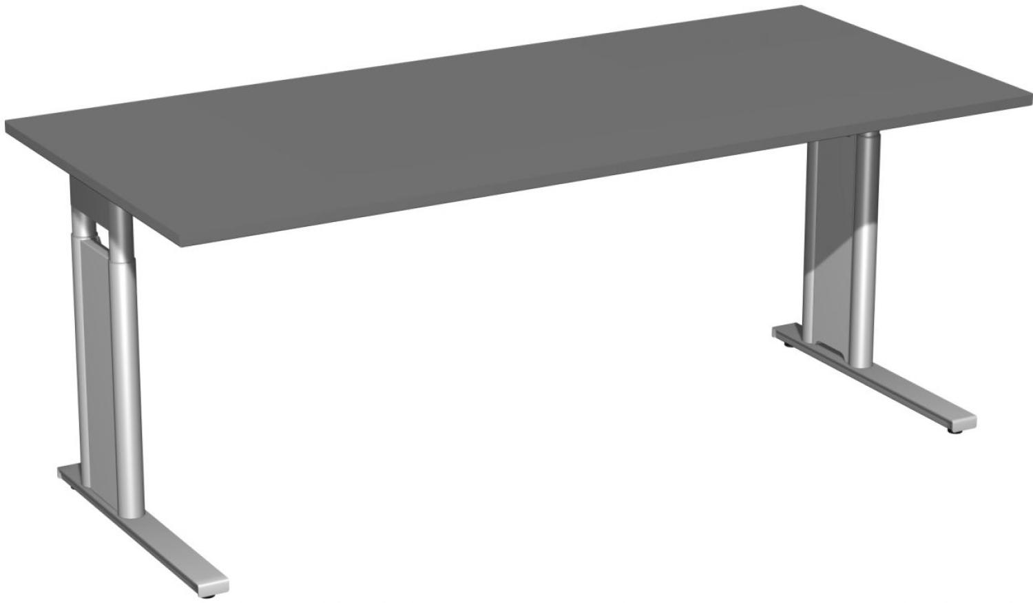 Schreibtisch 'C Fuß Pro' höhenverstellbar, 180x80cm, Graphit / Silber Bild 1