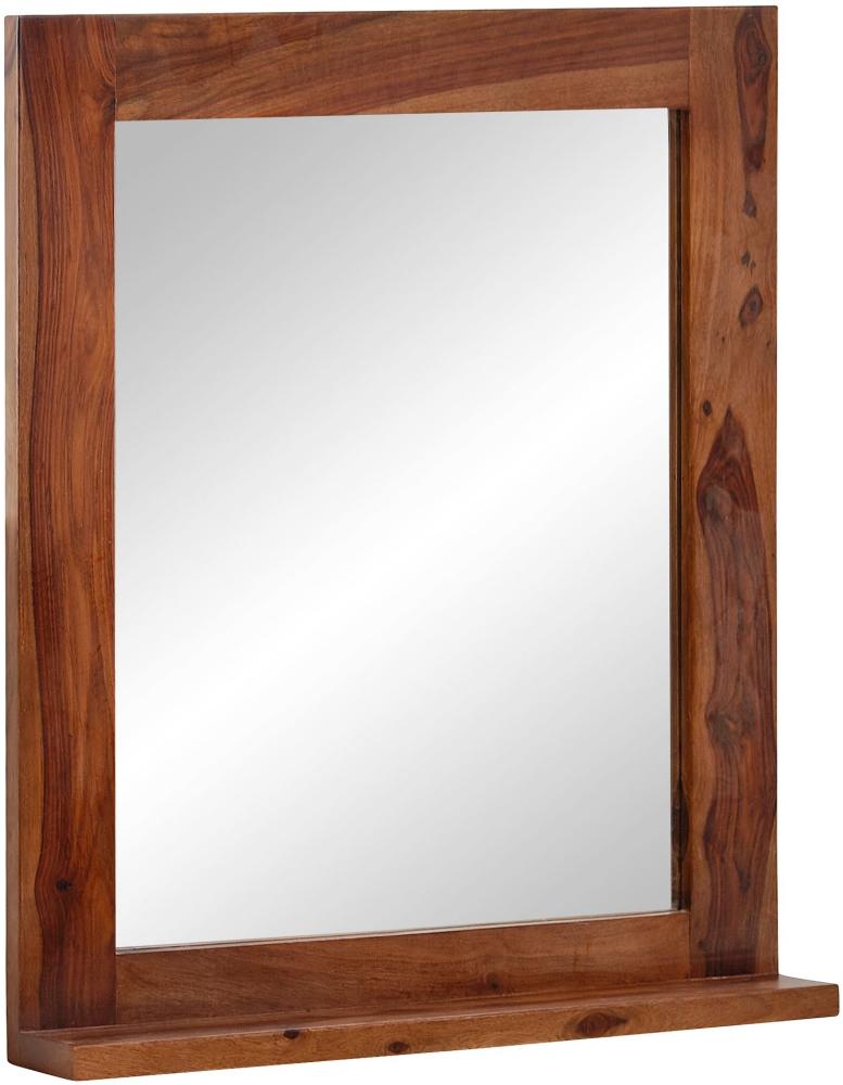 Badezimmerspiegel Sheesham Massivholz 65x78x12 cm Design Wandspiegel | Moderner Hängespiegel Badspiegel mit Ablage | Spiegel Bad Wand Modern Bild 1