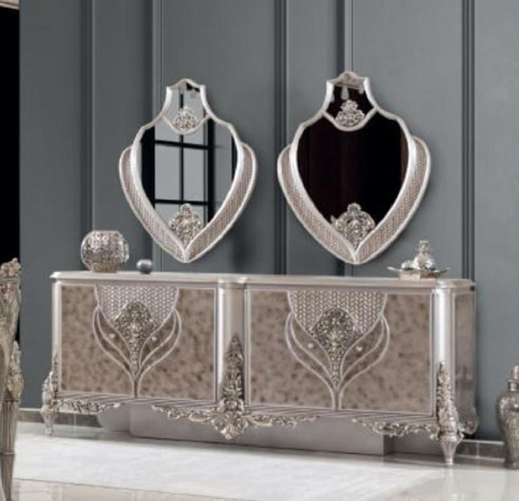 Casa Padrino Luxus Barock Möbel Set Silber - 1 Sideboard & 2 Spiegel - Handgefertigte Möbel im Barockstil - Edel & Prunkvoll Bild 1