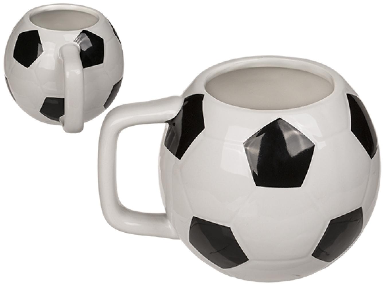 Kaffeetasse Fußball ca. 12 x 9 cm schwarz / weiß Fußballtasse aus Steingut Bild 1