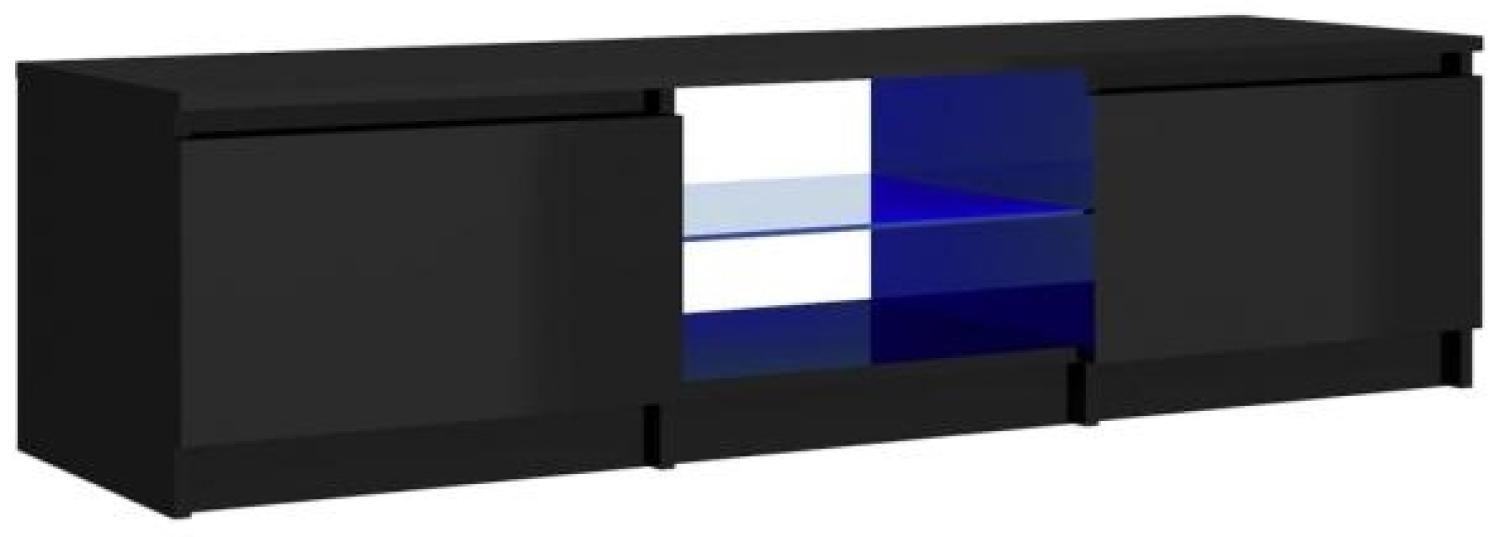 TV-Schrank mit LED-Leuchten Hochglanz-Schwarz 140x40x35,5 cm Bild 1