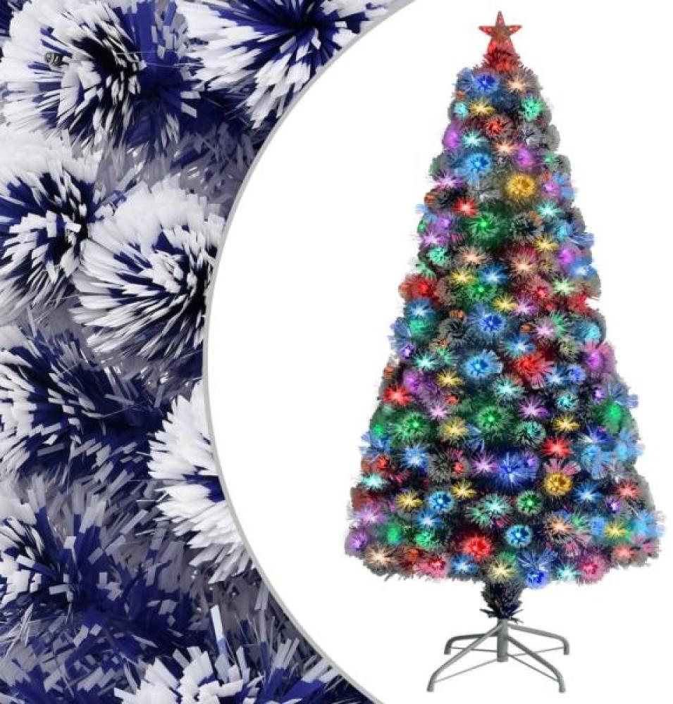 vidaXL Künstlicher Weihnachtsbaum mit LED Weiß & Blau 120 cm Glasfaser Bild 1