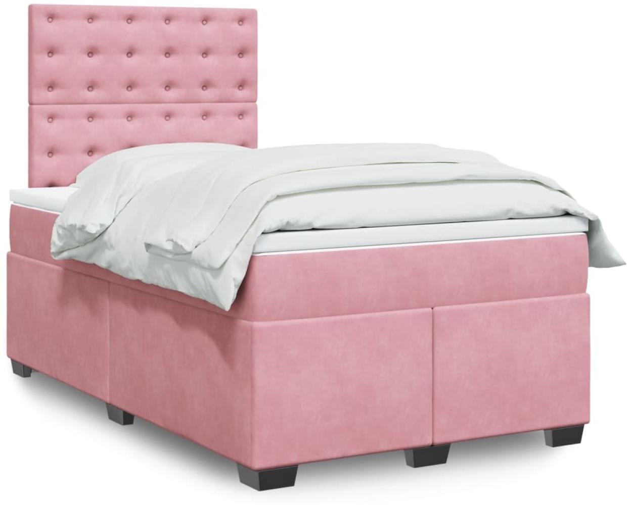 vidaXL Boxspringbett mit Matratze Rosa 120x200 cm Samt 3290899 Bild 1