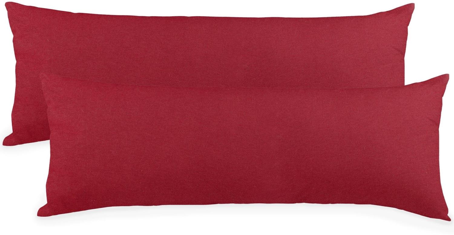 aqua-textil Classic Line Kissenbezug 2er-Set 40 x 200 cm Bordeaux rot Baumwolle Seitenschläferkissen Bezug Reißverschluss Bild 1