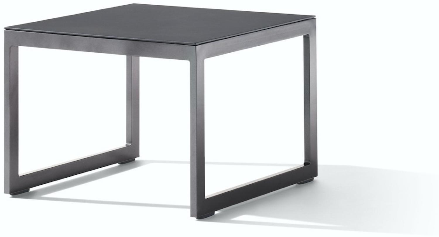 Sieger 602/G Loungetisch mit lackierter Glasplatte, Aluminium Eisengrau 60 x 44 x 60 cm Bild 1