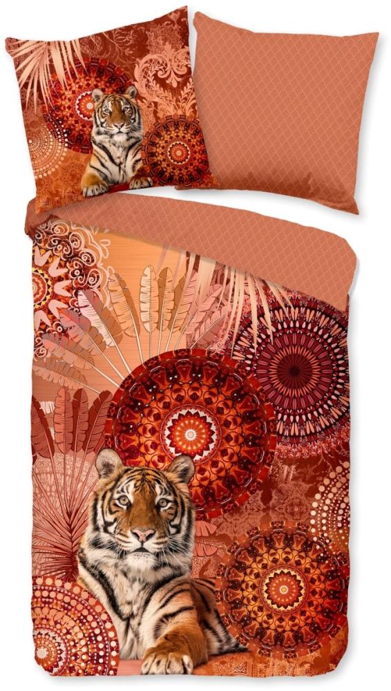 Traumschloss Satin Bettwäsche - Anakin - Mandalas mit Tiger, orange 155x220 / 80x80 Bild 1